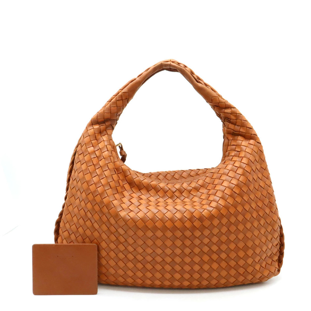 BOTTEGA VENETA Intrecciato Shoulder Bag Hobo Handbag Leather Orange Terracotta